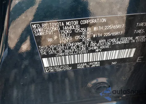 2018 Toyota Rav4 Xle z USA, uszkodzony, nr VIN JTMRFREV4JJ192761